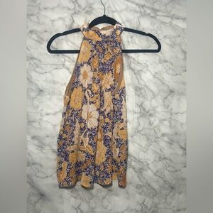 cupcakes and cashmere mustard purple cream high neck sleeveless blouse small